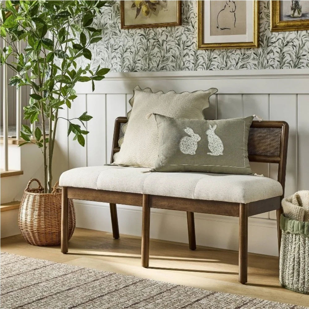 Studio McGee Square Herringbone w/ Scalloped Edge Pillow Green-Threshold